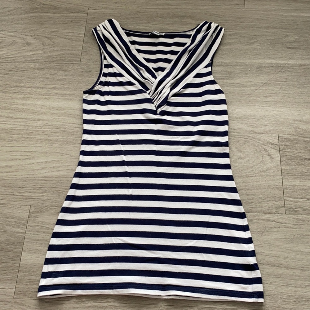 Express Navy & White Stripe Tank